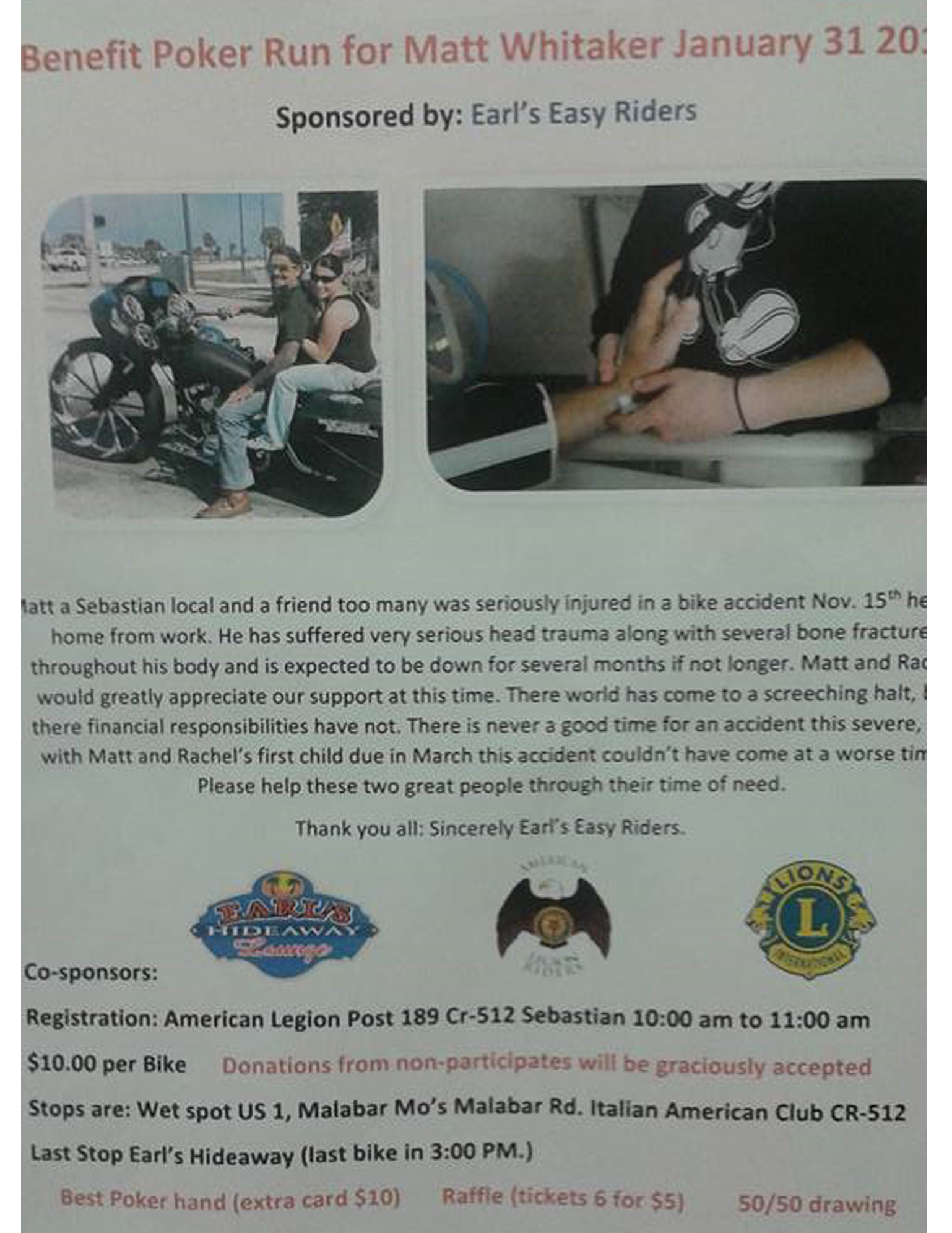 Matt Whitaker Benefit Ride