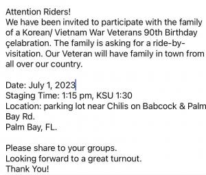2023 Korean/Vietnam War Veteran 90th Birthday