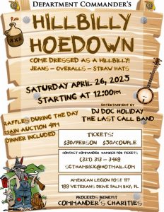 2025 Dept Commander's HillBilly Hoedown