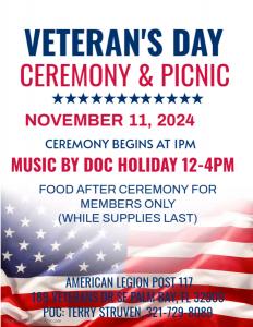 2024 Veteran's Day Honor Guard Escort/Ceremony
