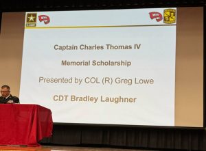 2025 COL(Ret) Greg Lowe presenting Charles F. Thomas IV Scholarship